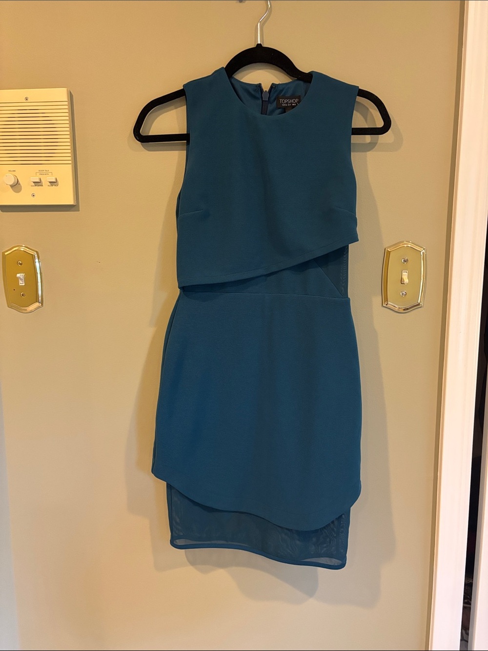 Topshop Teal Sleeveless High-Low Overlay Dress